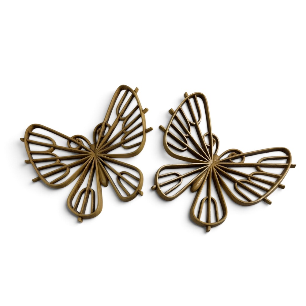 Vintage 1977 Burwood Products Gold Butterfly Wall Art Set of 2 MCM 2093-1